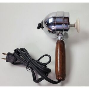 Vintage Eskimo 750 Two Speed Vibrator Handheld Massager Wood Handle Chrome